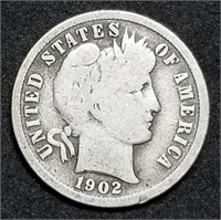 1902-S Barber Silver Dime from Set