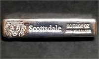 20 Troy Oz Scottsdale Mint .999+ Fine Silver Bar