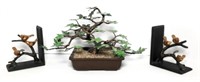 Metal Bonsai Tree & Metal Book Ends