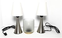 Pair Table Lamps & Battery Power Light