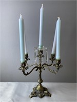 Vintage Candelabra With Crystals And Tapper