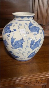 Blue and White Koi Fish Vase