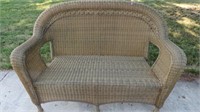 Plastic Wicker Love seat with cushions (38" wide x