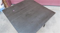 Metal table base :29" tall x 26 3/4". Wooden (warp