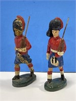 2 Vintage British Toy Soldiers Dressed in Red