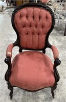 1860-70 Rosewood Damask Parlor Arm Chair