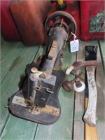 Sewing machine, axe, corn knife and doorknobs