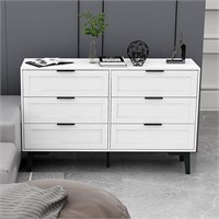 TaoHFE 6 Drawer Dresser for Bedroom Modern White C