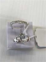 2  CZ Claddaugh Rings Size 8 1 marked .925 Silver