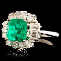 2.80ct Emerald & 1.00ctw Diam Ring in 18K Gold