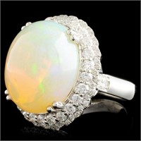 12.92ct Opal & 1.54ctw Diamond Ring in 14K Gold