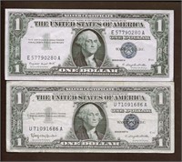 (2) 1957 Series $1 Silver Certs., 1957-A & B