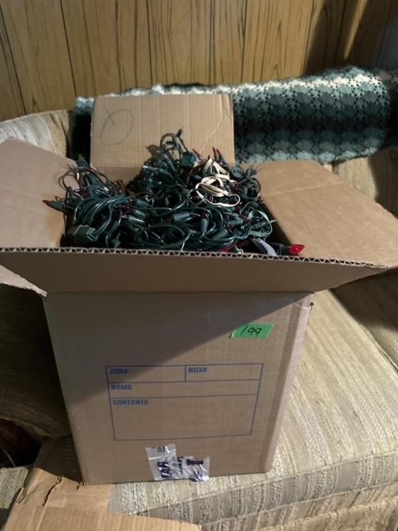Large box of assorted indoor/ outdoor Christmas