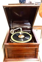 Vintage wood tabletop victrola