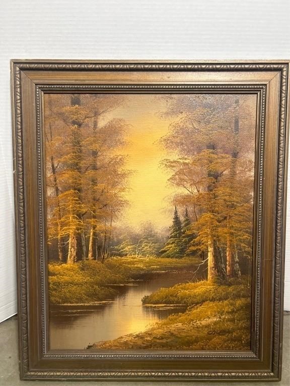 Vintage oil painting signed COLE 24x20