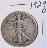 1929 D Walking Liberty Silver Half Dollar