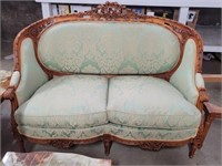 1920's Louis XV French Carved Walnut Loveseat