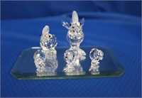 Five Swarovski crystal figures, 2" down to .5" on