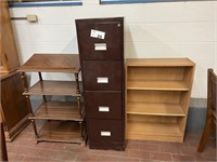 METAL FILE CABINET AND MISC. SHELF UNITS