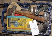 Box lot - hammer, pipe wrench, tire tools, misc.