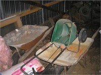 2 WHEEL BARROWS & SPREADER