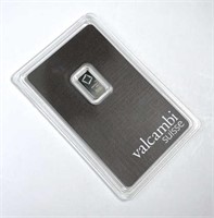 1 Gram Platinum Bar, Valcambi Suisse Carded