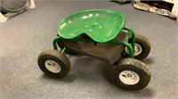 Rolling Garden Cart with Wheels and Swivel Seat