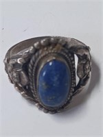 Vtg. Silver? Lapis Colored Stone Ring