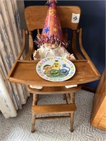 ANTIQUE BABY DOLL & HIGH CHAIR