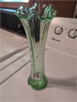 Uranium glass fluted vase
