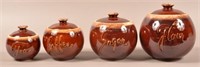 4 pieces Vintage Hull Art-Pottery Brown drip