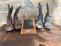 LOT OF OLD BOOTS AND BOOT JACK