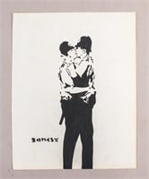 British Watercolor on Paper Signed Banksy MoMA