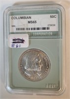 1893 Columbian Expo. Silver Half Dollar - MS65