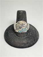 Sterling Turquoise Eagle Ring 8 G Size 8.75 (Nice)