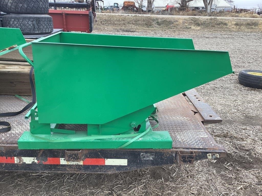 Unused Green 0.5 Yard Self Dumping Waste Hopper