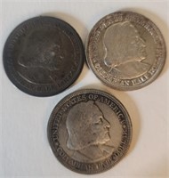 Three (3) 1893 Columbian Expo Silver Half Dollars