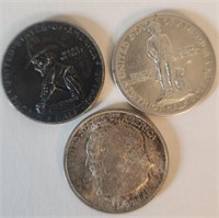 Three (3) Early U.S. Commemorative Silver Half $s