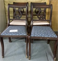 (4) vintage wooden harp / lute chairs
