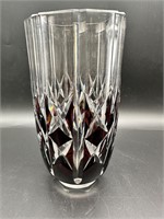 Vintage Val Saint Lambert Crystal Vase in Merlot