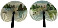Lot of 2 Vintage White Dove Chinese Fans.
