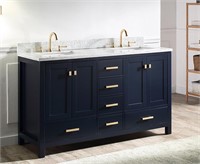 SUPREME WOOD 60-in Navy Double Sink Vanity