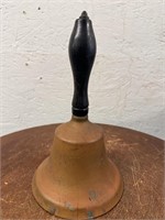 Antique Large Brass School Bell w/ Wooden Handle