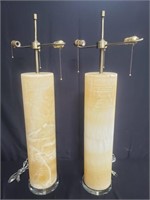 Pair of acrylic and alabaster table lamps