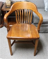 Antique Oak Bankers Arm Chair