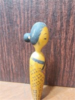Vintage Japanese Wooden Doll Kokeshi - 6" Tall