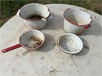 4- assorted porcelain bowls and pot