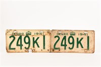 1941 ONTARIO PAIR TIN EMBOSSED LICENSE PLATES