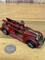Antique Cast Iron Red Fire Truck