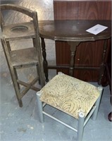 Mixed furniture lot; 2 small stands and a stool